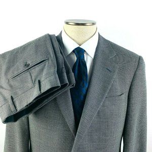 Brooks Brothers 346 Stretch Mens 40R Gray Birdseye 2 Piece Suit 2 Button